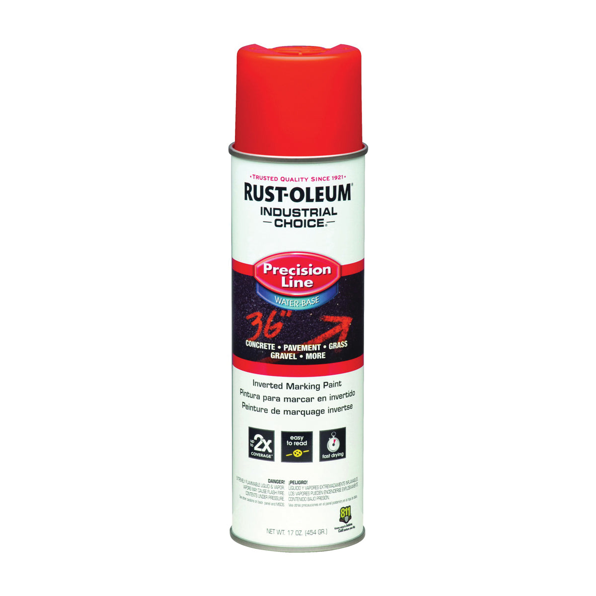 RUST-OLEUM INDUSTRIAL CHOICE 203035 Marking Paint, APWA Alert Orange, 17 oz, Aerosol Can