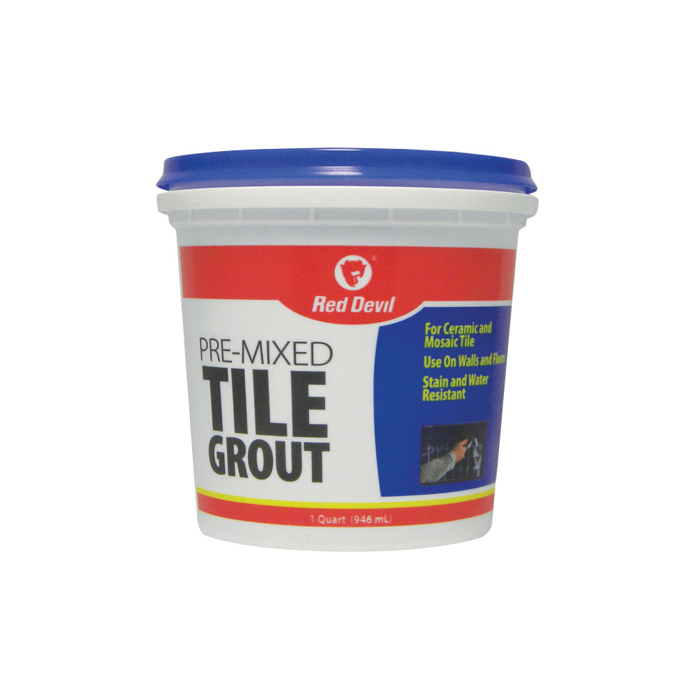 Red Devil 0424 Tile Grout, Paste, Ammonia, Mild Acrylic, White, 1 qt Tub