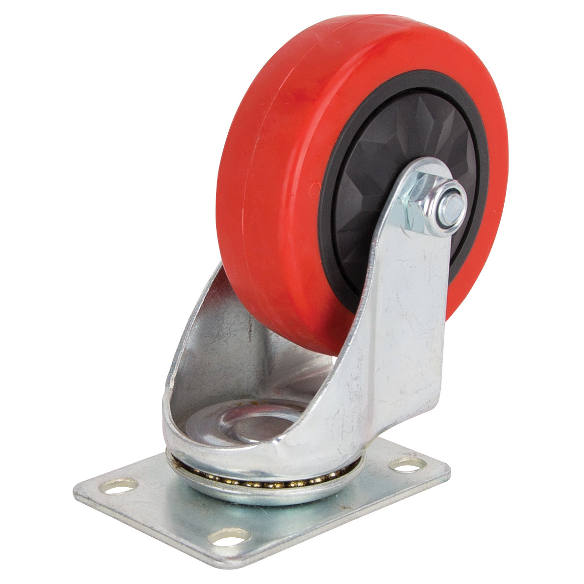 ProSource JC-384-G Swivel Caster, 4 in Dia Wheel, 30 mm W Wheel, PU Wheel, Red, 220 lb, Steel Housing Material