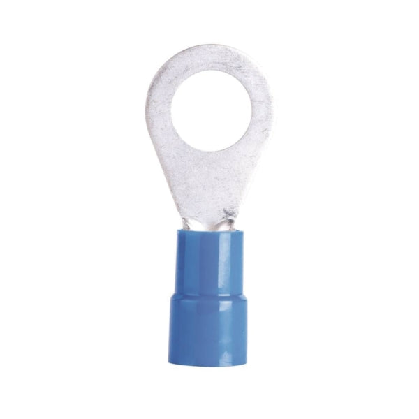 GB 20-103 Ring Terminal, 600 V, 16 to 14 AWG Wire, #4 to 6 Stud, Vinyl Insulation, Copper Contact, Blue