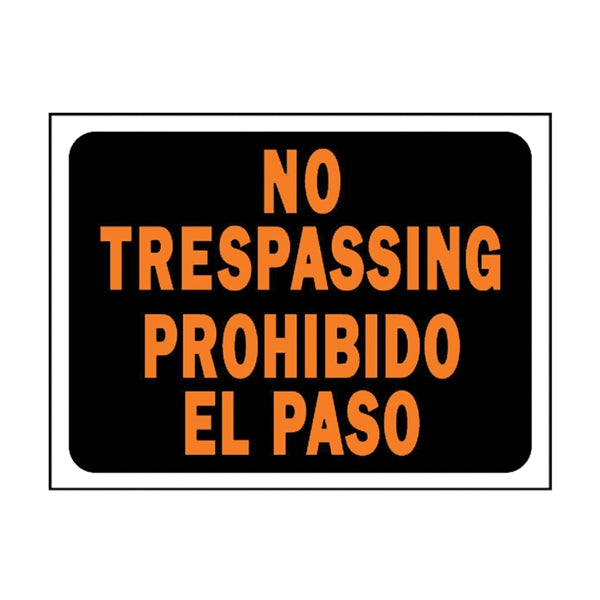 HY-KO Hy-Glo Series 3070 Identification Sign, Rectangular, NO TRESPASSING, Fluorescent Orange Legend, Black Background