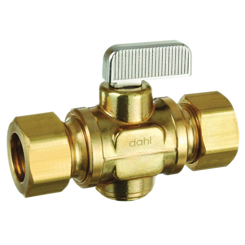 DAHL mini-ball 521LB-33-33-BAG In-Line Stop and Isolation Valve, 5/8 in Connection, Compression, 250 psi Pressure