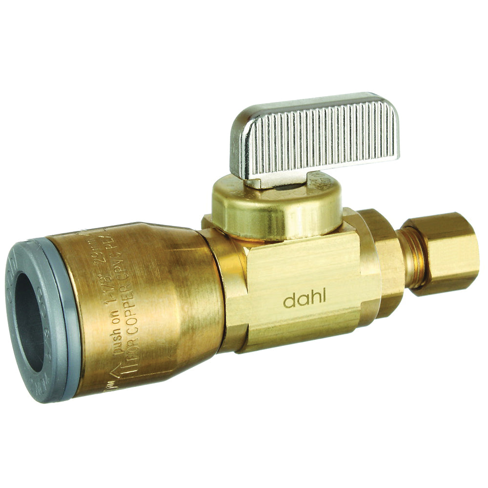 DAHL mini-ball 521-QG3-30 Stop Valve, 1/2 x 1/4 in Connection, Compression, 250 psi Pressure, Manual Actuator