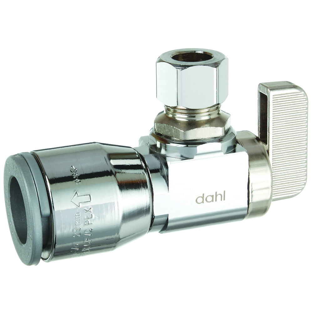 DAHL mini-ball 611-QG3-31/211 Stop Valve, 1/2 x 3/8 in Connection, Compression, 125 psi Pressure, Manual Actuator