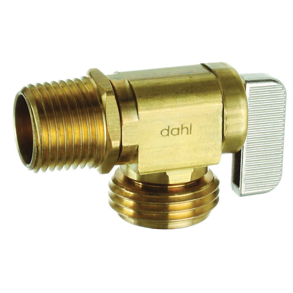 DAHL 621-01-04-BAG Hose and Boiler Drain Valve, 1/2 in Connection, MIP x Male Hose, 250 psi Pressure, Manual Actuator