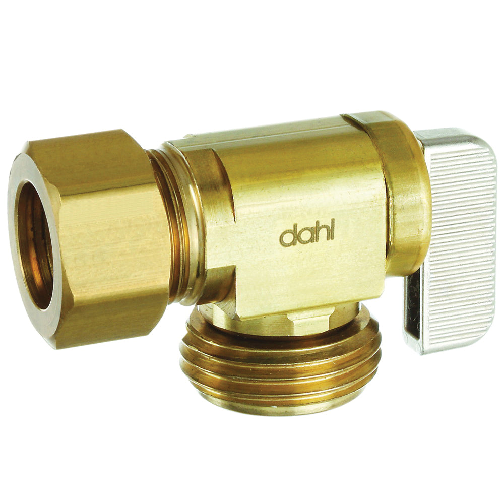 DAHL 621-33-04-BAG Hose and Boiler Drain Valve, 5/8 in Connection, Compression x Male Hose, Manual Actuator, Brass Body