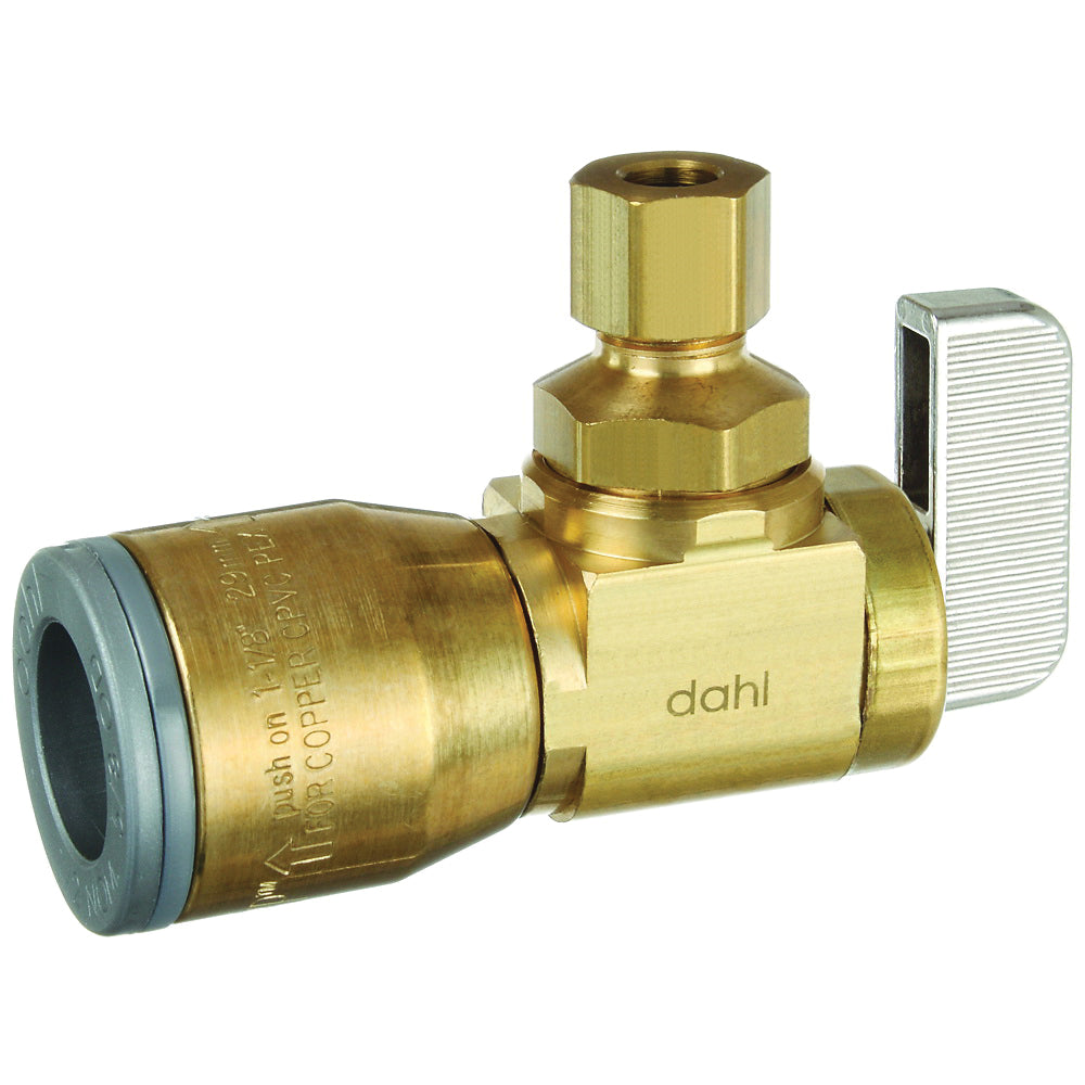 DAHL mini-ball 621-QG3-30 Stop Valve, 1/2 x 1/4 in Connection, Compression, 250 psi Pressure, Manual Actuator