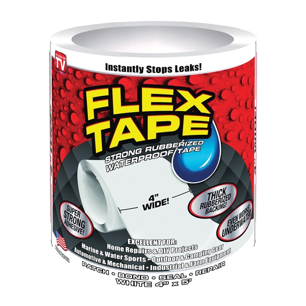 FLEX TAPE TFSWHTR0405 Waterproof Tape, 5 ft L, 4 in W, Rubber Backing