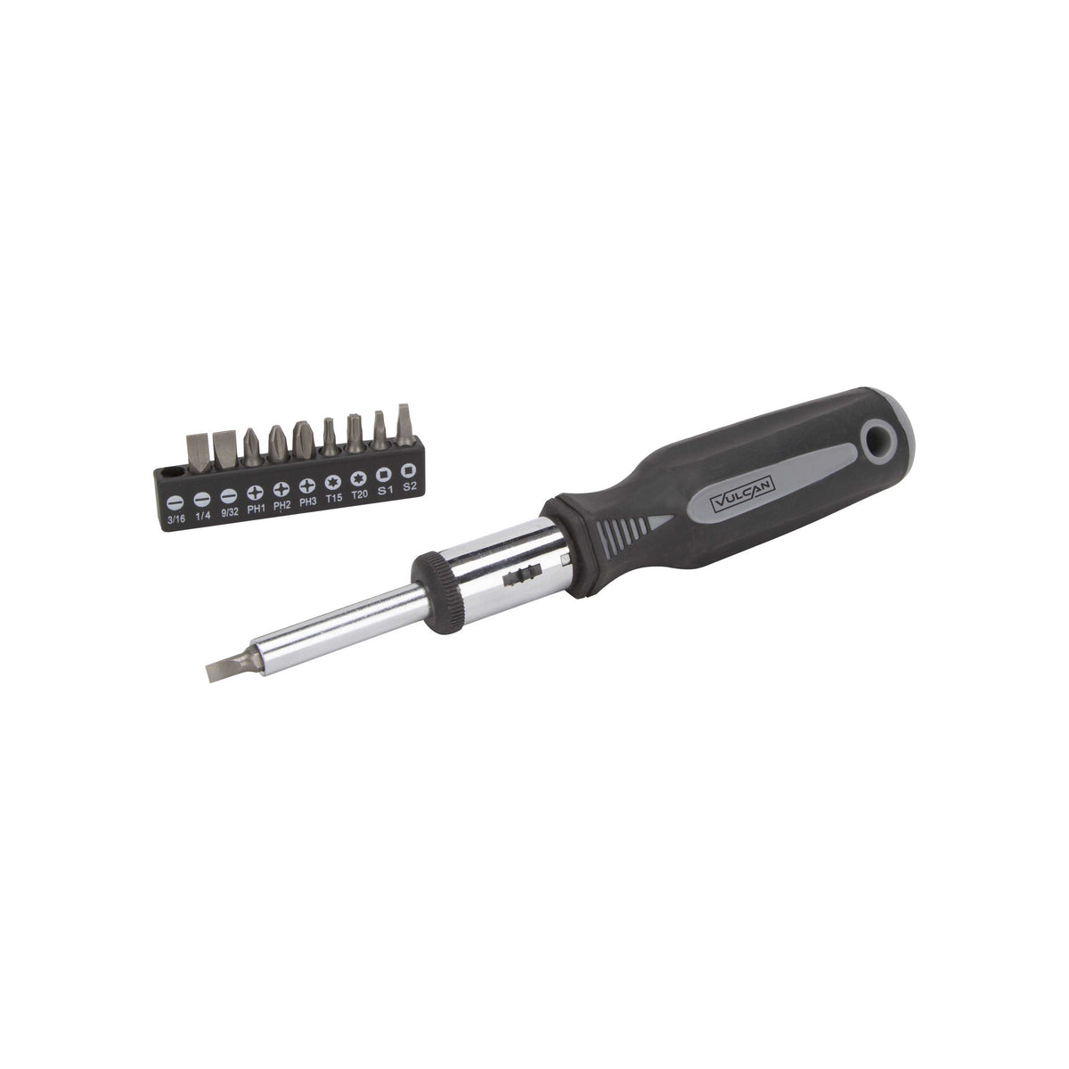 Vulcan SDZ-0320 Ratchet Screwdriver, 7-7/8 in OAL, PP &amp; TPR Handle, Magnetic