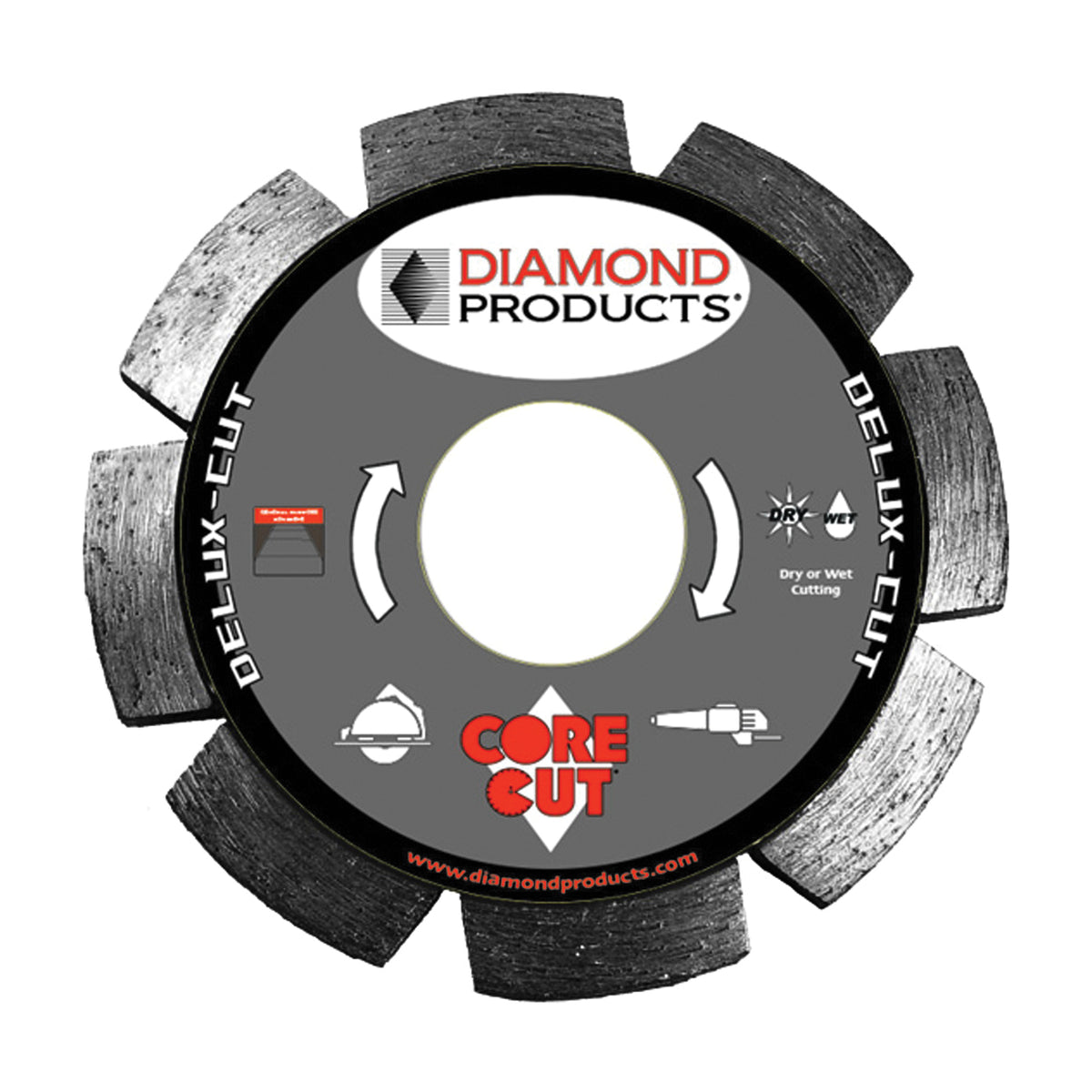 DIAMOND PRODUCTS 21072 Circular Saw Blade, 4-1/2 in Dia, 7/8 in Arbor, Diamond Cutting Edge
