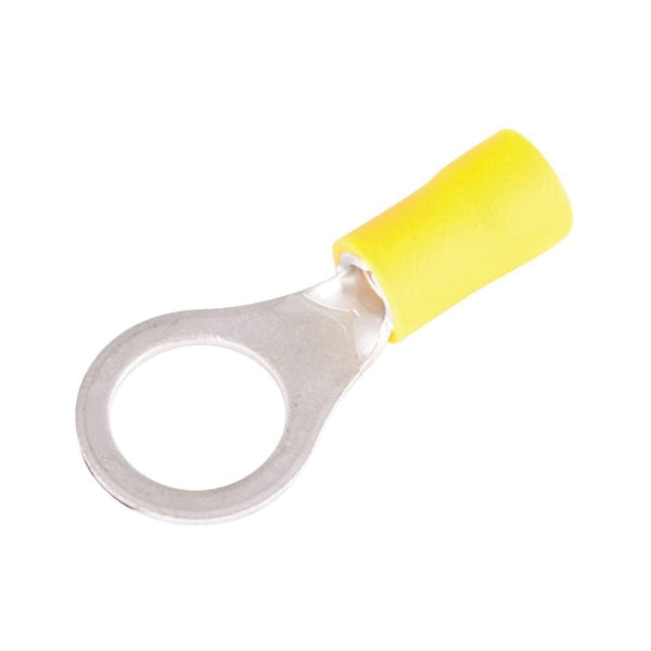 GB 10-108 Ring Terminal, 600 V, 12 to 10 AWG Wire, 1/4 to 3/8 in Stud, Vinyl Insulation, Yellow