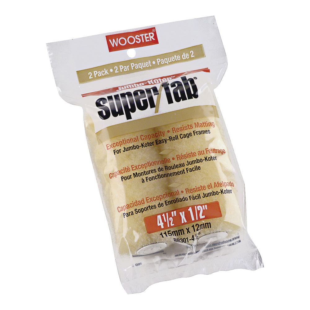 WOOSTER RR301-4 1/2 Paint Roller Cover, 1/2 in Thick Nap, 4-1/2 in L, Knit Fabric Cover, Golden Yellow