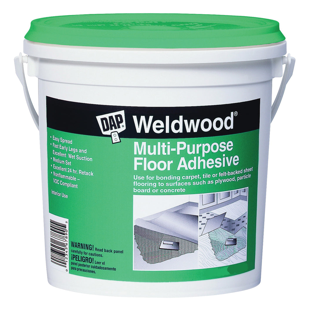 WELDWOOD 00141 Floor Adhesive, Paste, Slight, Off-White, 1 qt Pail