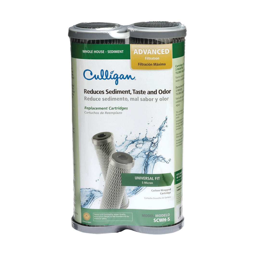 Culligan SCWH-5 Water Filter Cartridge, 5 um Filter, Carbon Wrapped Cellulose Filter Media