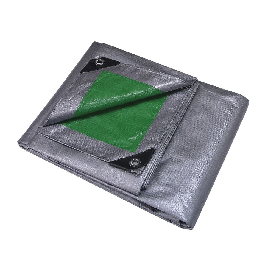 ProSource T0608GS140 Tarpaulin, 8 ft L, 6 ft W, 8 mil Thick, Polyethylene, Green/Silver