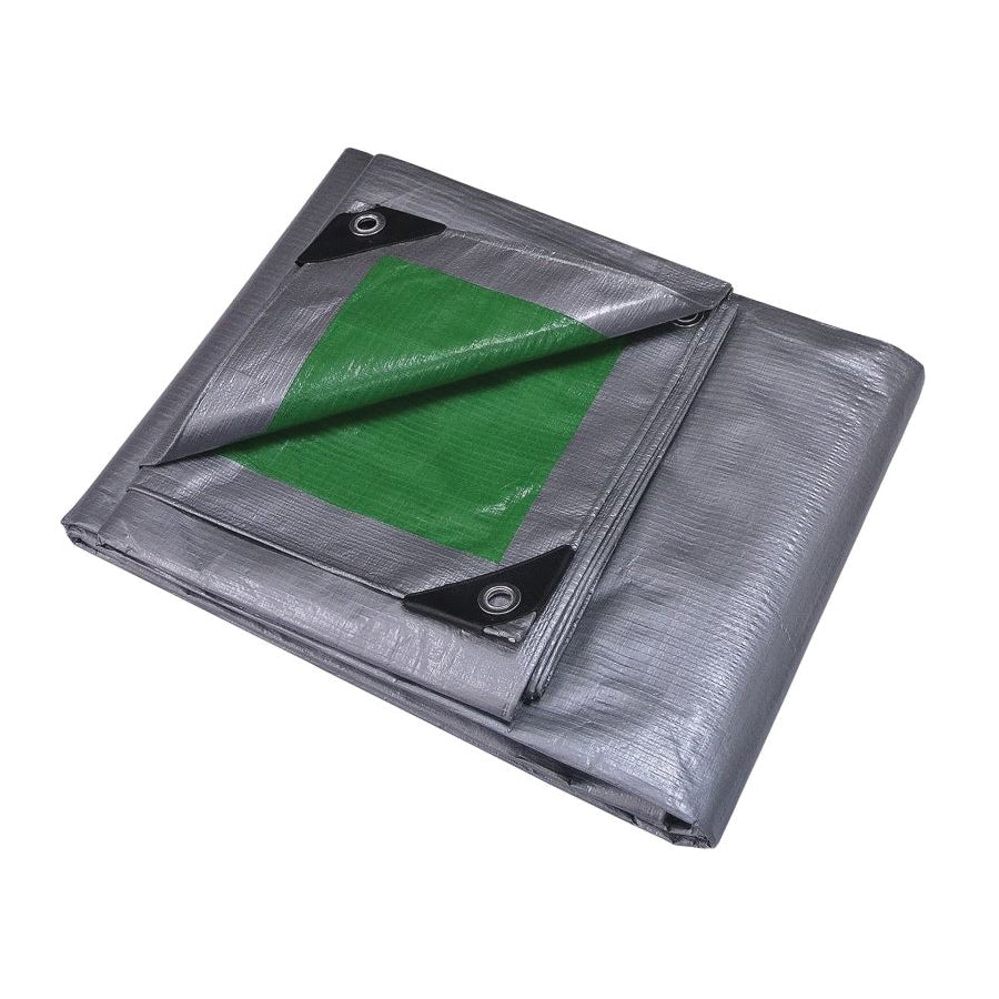 ProSource T0510GS140 Tarpaulin, 10 ft L, 8 ft W, 8 mil Thick, Polyethylene, Green/Silver