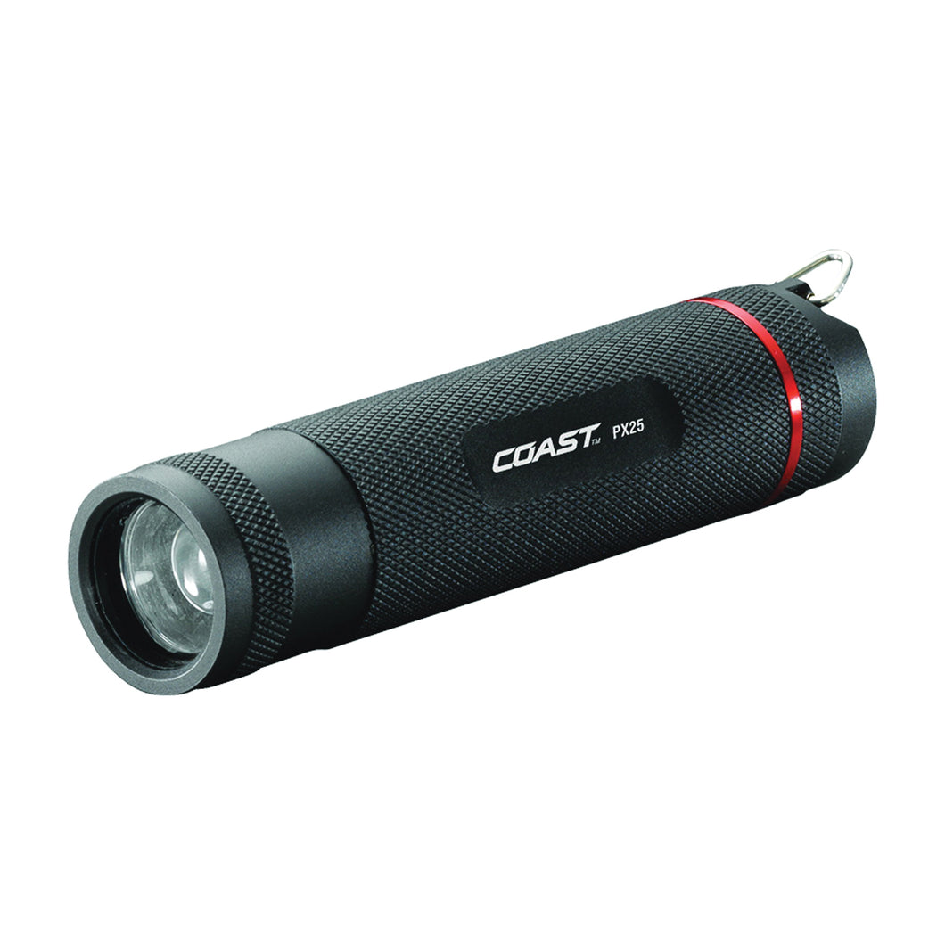 Coast TT7736CP Focusing Flashlight, AAA Battery, Alkaline Battery, LED Lamp, 275 Lumens, Bulls-Eye Spot Beam, Black