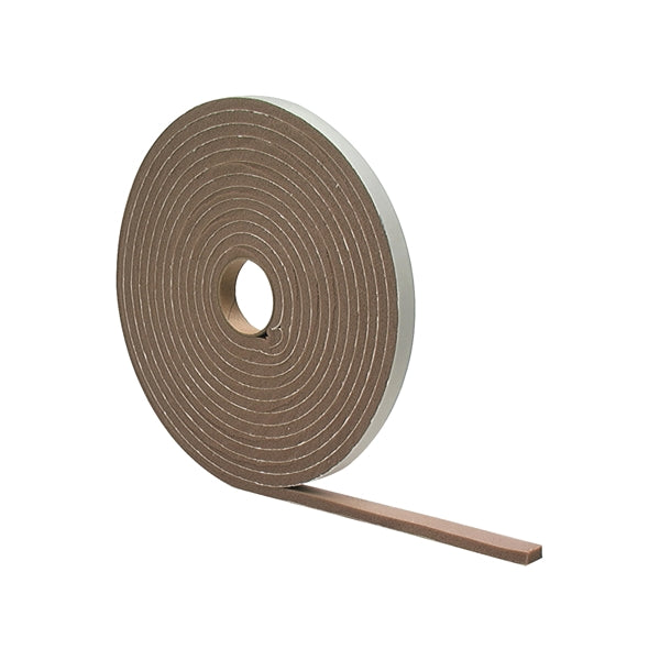 M-D 02790 Foam Tape, 3/8 in W, 17 ft L, 3/16 in Thick, PVC, Brown