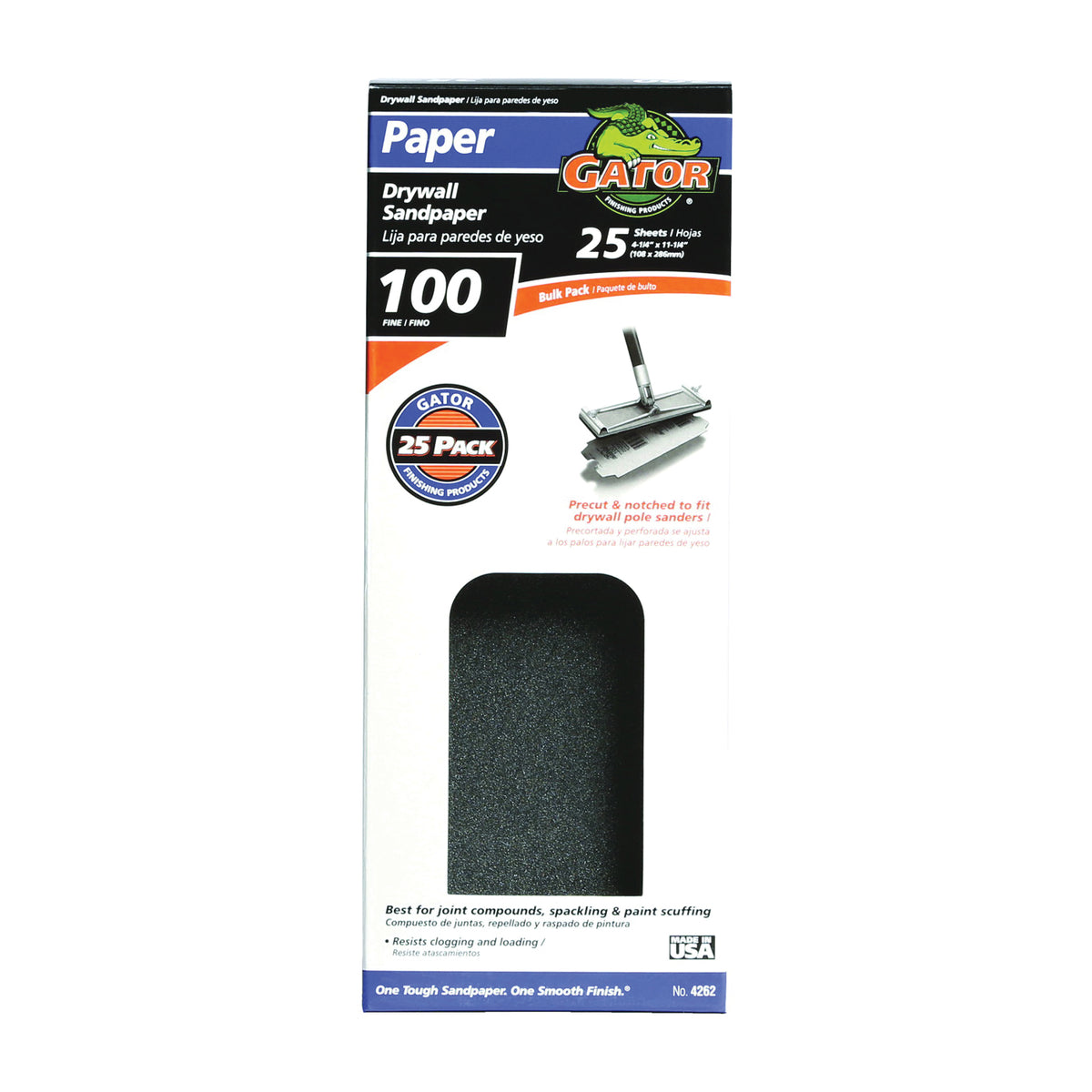 Gator 3311 Sanding Sheet, 11 in L, 4-3/8 in W, 100 Grit, Medium, Silicone Carbide Abrasive