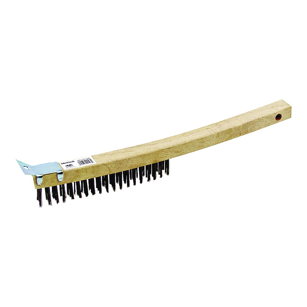 ProSource WB01319S Wire Brush with Scraper, 1-1/2 L Trim, Metallic Bristle, 5/8 in W Brush, 14-1/4 in OAL