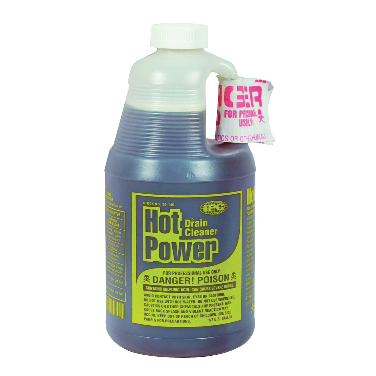 ComStar Hot Power 30-140 Drain Cleaner, Liquid, Amber, Sharp, 0.5 gal Bottle