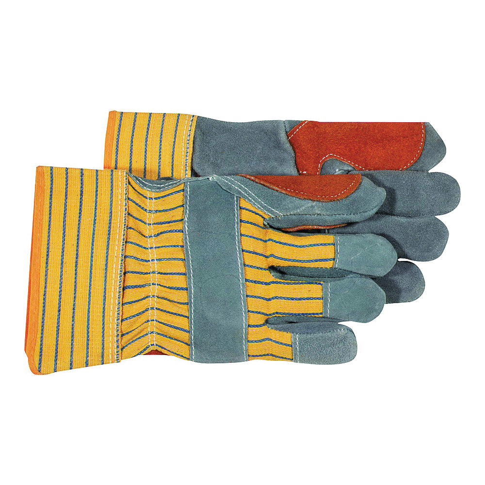 BOSS 4057 Driver Gloves, L, Rubberized Safety Cuff, Gray/Yellow