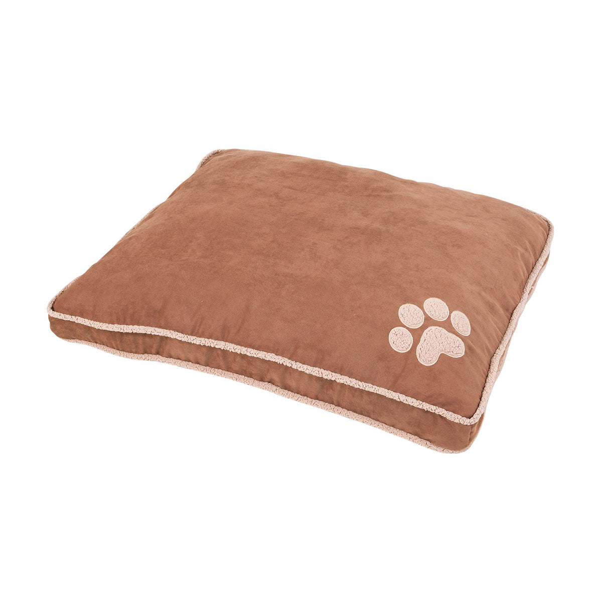Aspenpet 80390 Pillow Pet Bed, 36 in L, 45 in W, Paw Print Pattern, High-Loft Recycled Polyfill Fill, Dark Tan