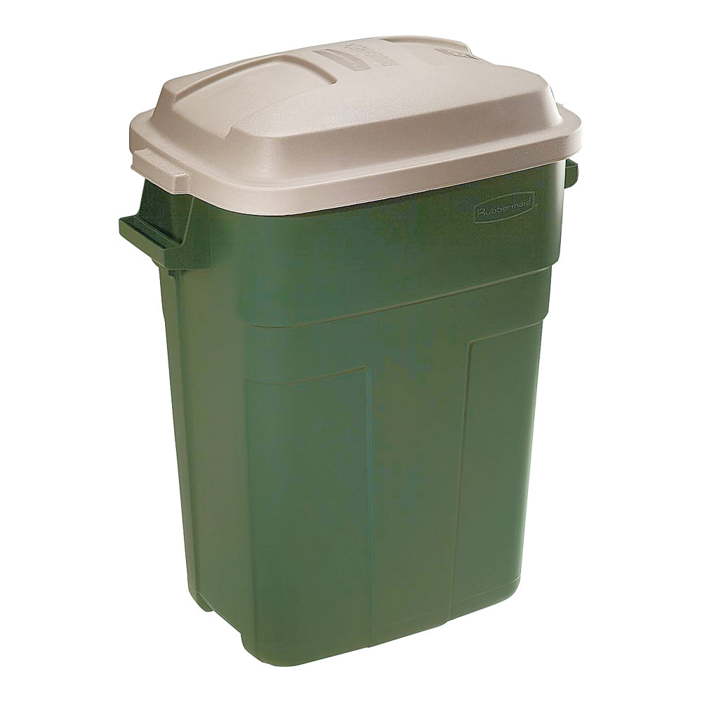 Rubbermaid 297900EGRN Trash Can, 30 gal Capacity, Plastic, Evergreen, Snap-Fit Lid Closure