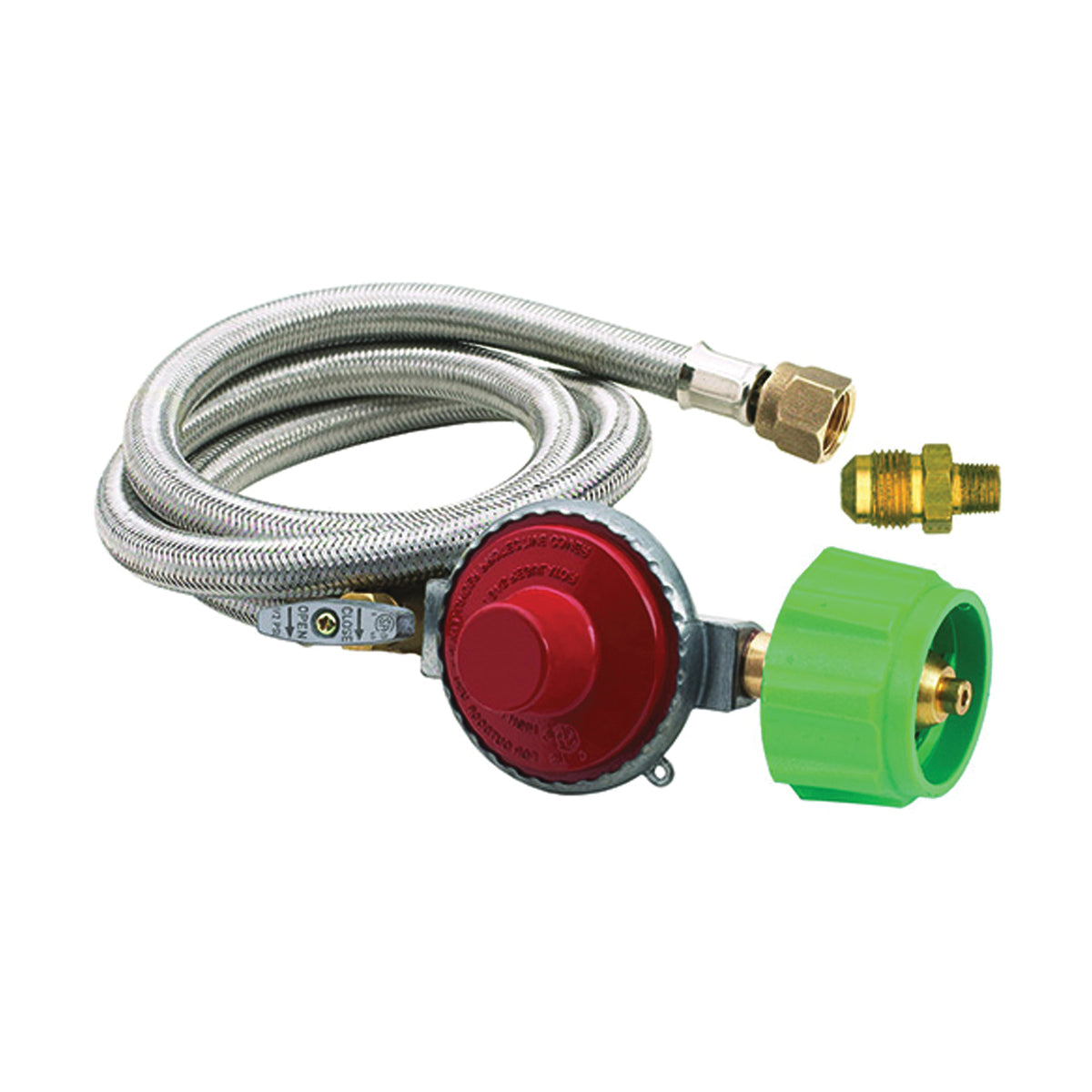 Bayou Classic M5HPR-1 Hose and Regulator, 3/8 in Connection, 48 in L Hose, Stainless Steel