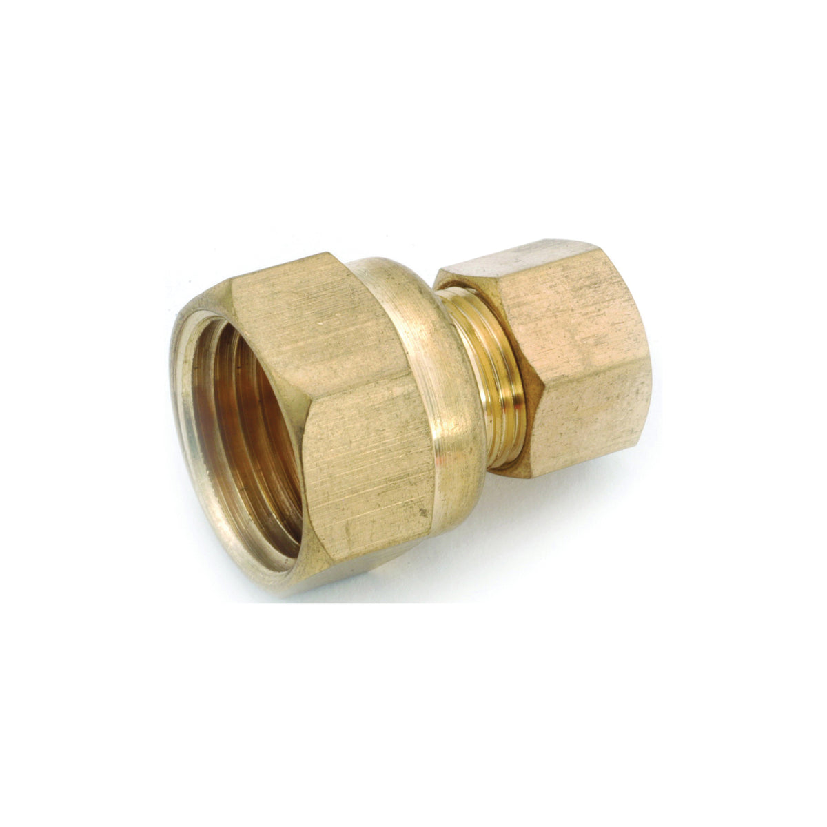 Anderson Metals 750066-1408 Tubing Coupling, 7/8 x 1/2 in, Compression x FIP, Brass
