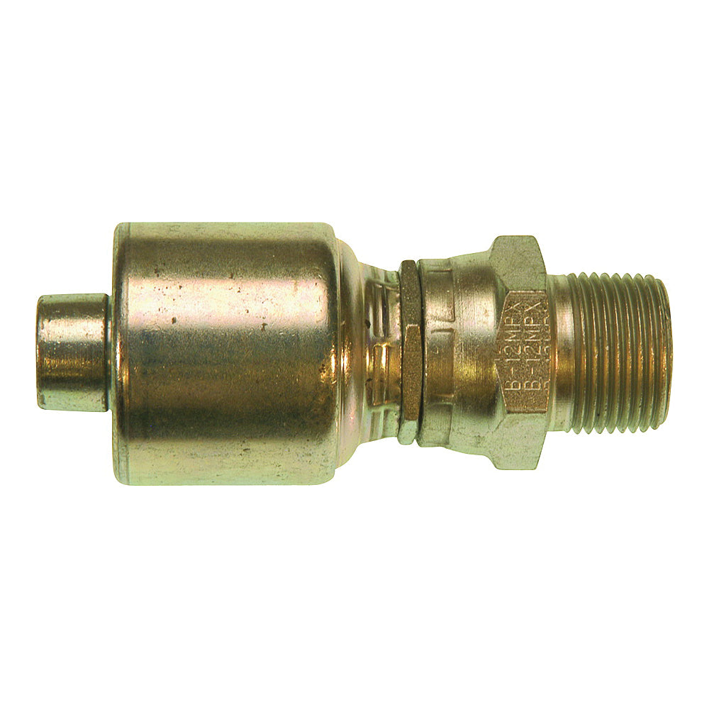 GATES MegaCrimp G25105-0806 Hose Coupling, 3/8-18, Crimp x NPTF, Straight Angle, Steel, Zinc