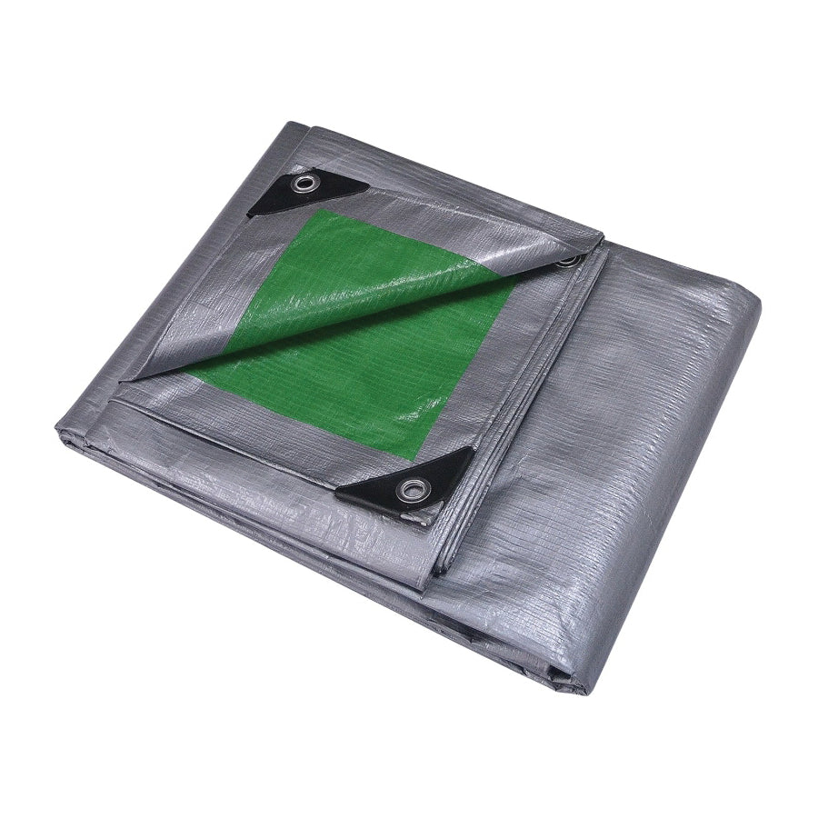 ProSource T1020GS140 Tarpaulin, 20 ft L, 10 ft W, 8 mil Thick, Polyethylene, Green/Silver