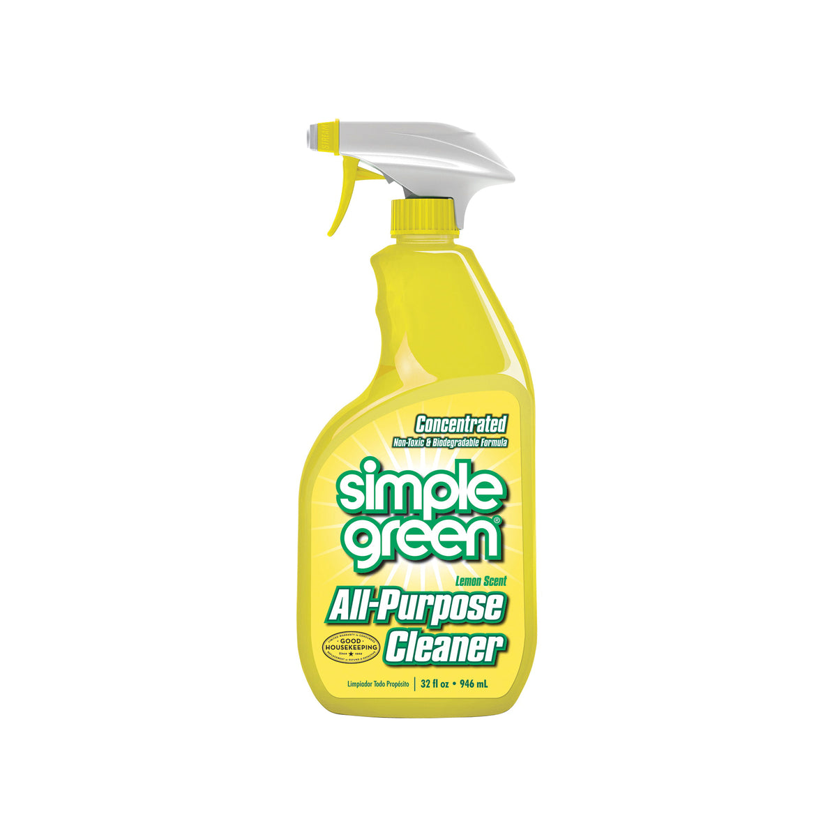 Simple Green 3010001214003 All-Purpose Cleaner, 32 oz Spray Bottle, Liquid, Lemon, Yellow