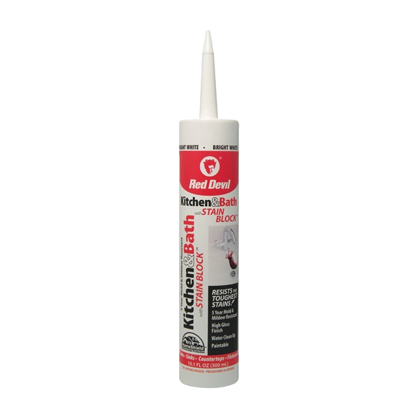 Red Devil Stain Block 0750 Sealant, White, -20 to 180 deg F, 10.1 oz Cartridge