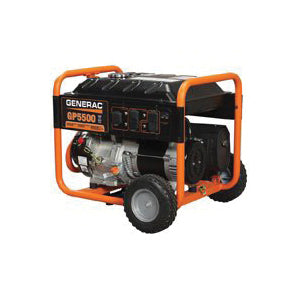 GENERAC 5975 Portable Generator, 45.8/22.9 A, 120/240 V, Gas, 6.8 gal Tank, 11 hr Run Time, Recoil Start