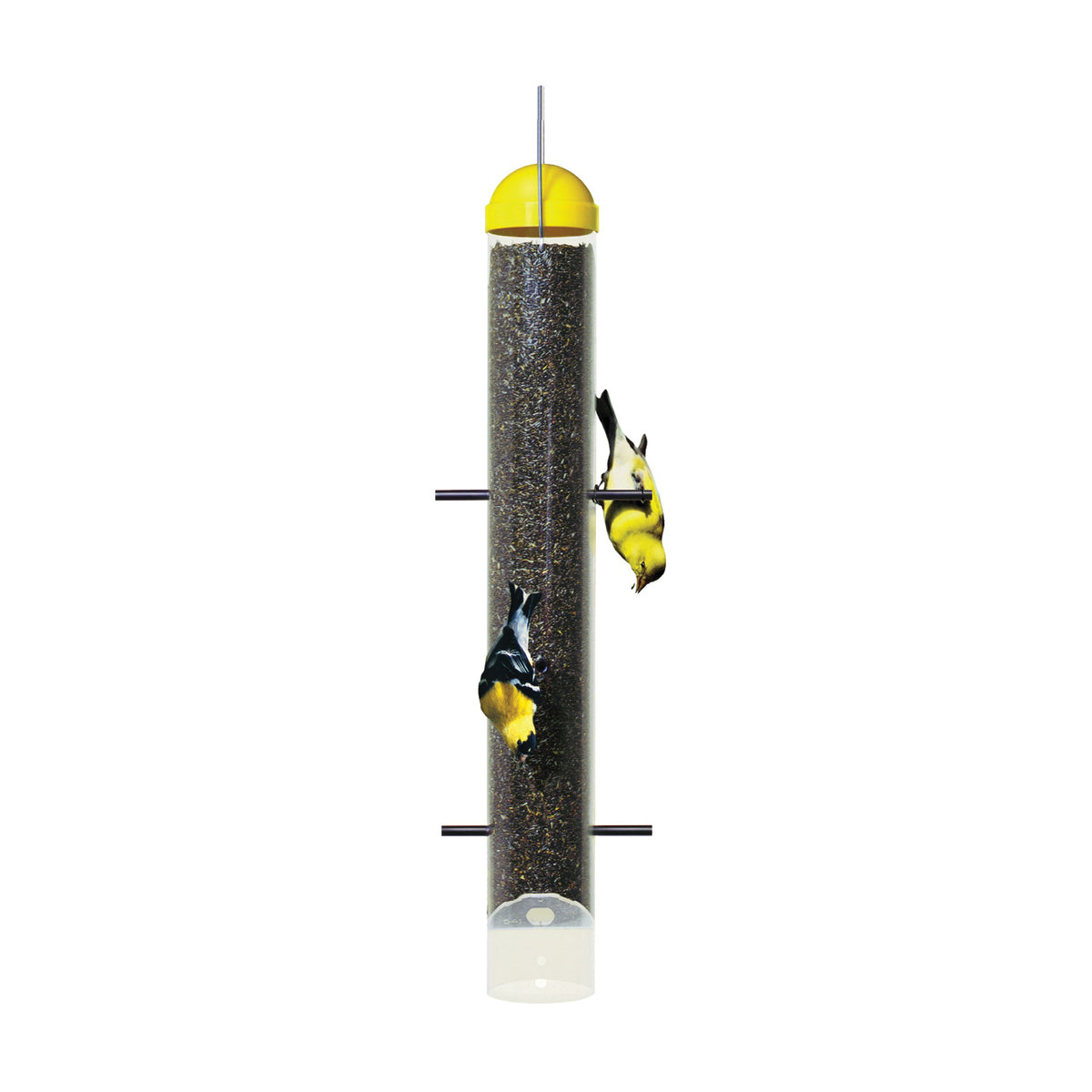 Perky-Pet 399 Thistle Bird Feeder, 19-1/4 in H, 2 lb, Plastic, Bright Yellow/Clear, Hanging Mounting