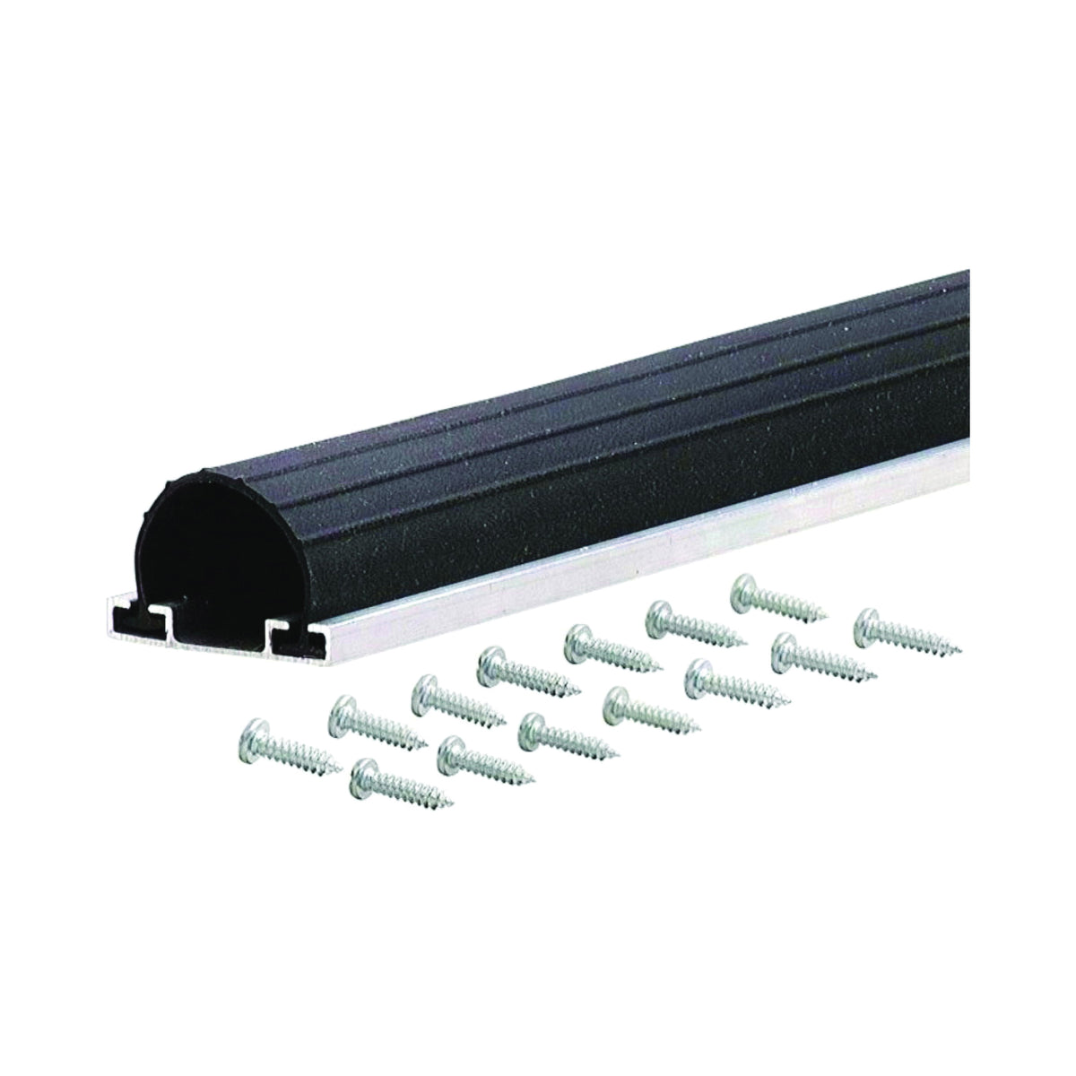 M-D 87643 Garage Door Bottom, 1-5/8 in W, 2-3/4 in Thick, 9 ft L, Aluminum/Vinyl, Black