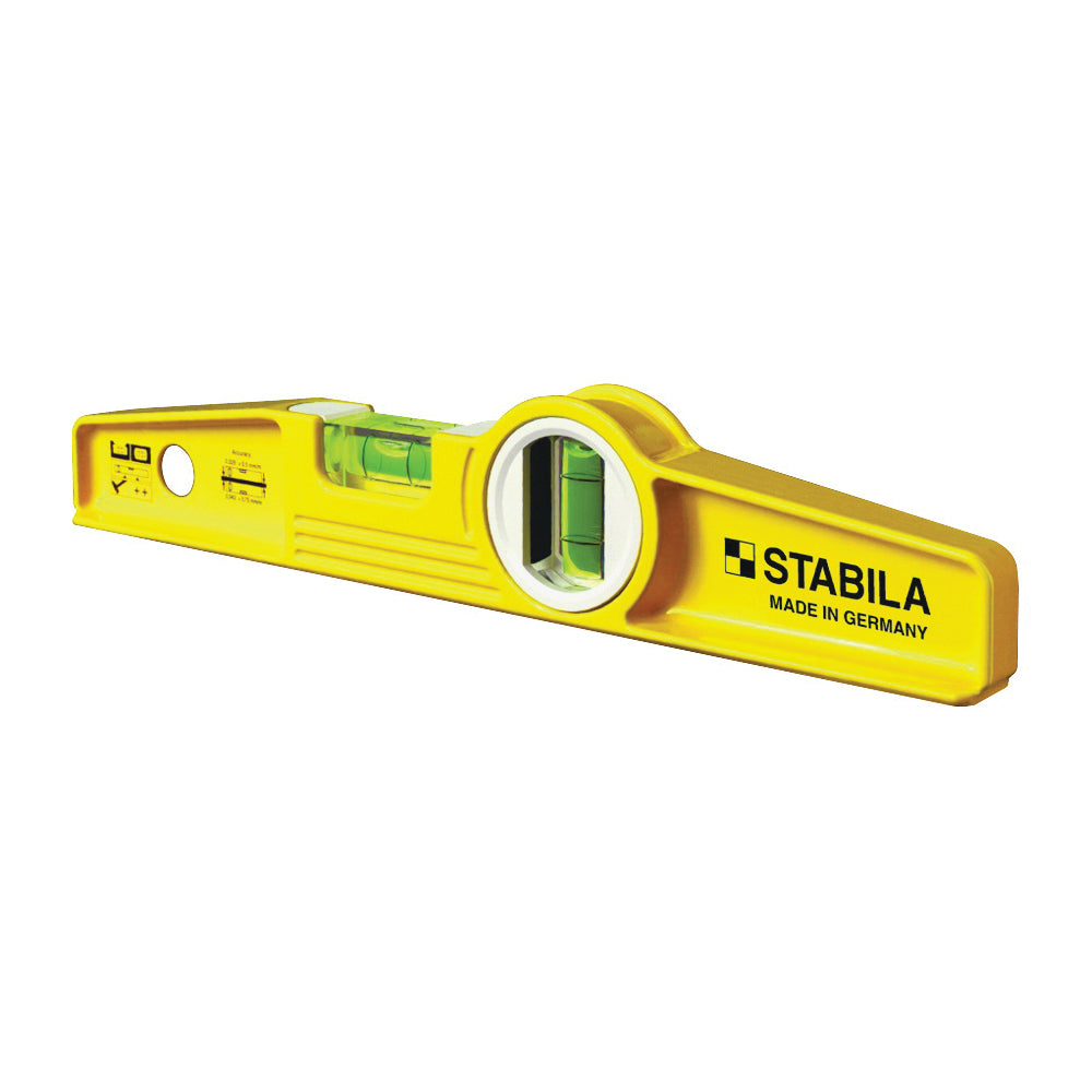 Stabila 25100 Torpedo Level, 10 in L, 2-Vial, Magnetic, Aluminum