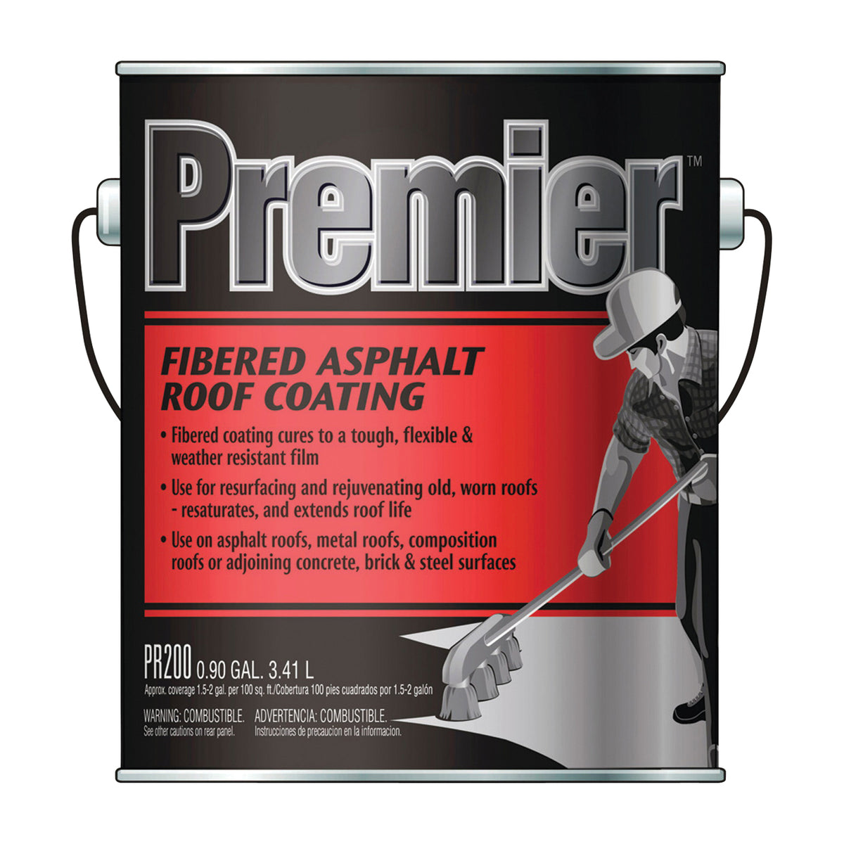 Henry PR200042 Asphalt Roof Coating, Black, 3.41 L Can, Liquid