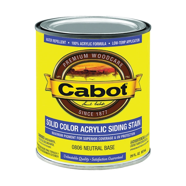 Cabot 800 Series 140.0000806.005 Solid Color Siding Stain, Natural Flat, Liquid, 1 qt, Can