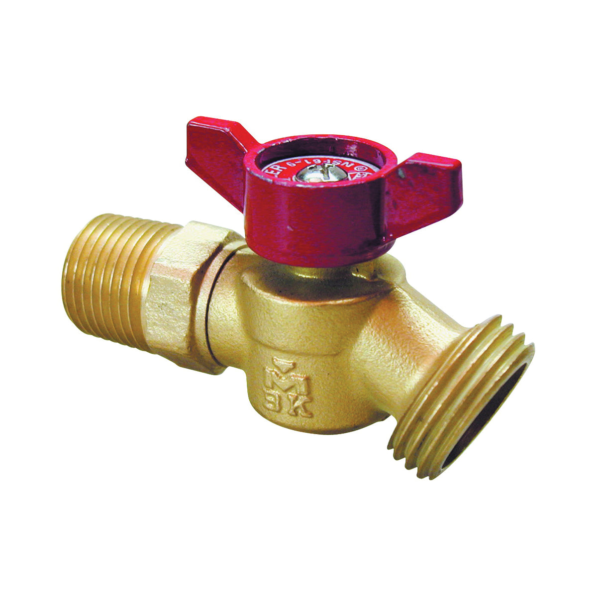 B &amp; K 102-353HN Hose Bibb, 1/2 x 3/4 in Connection, MPT x Male Hose, 125 psi Pressure, Brass Body, Antique