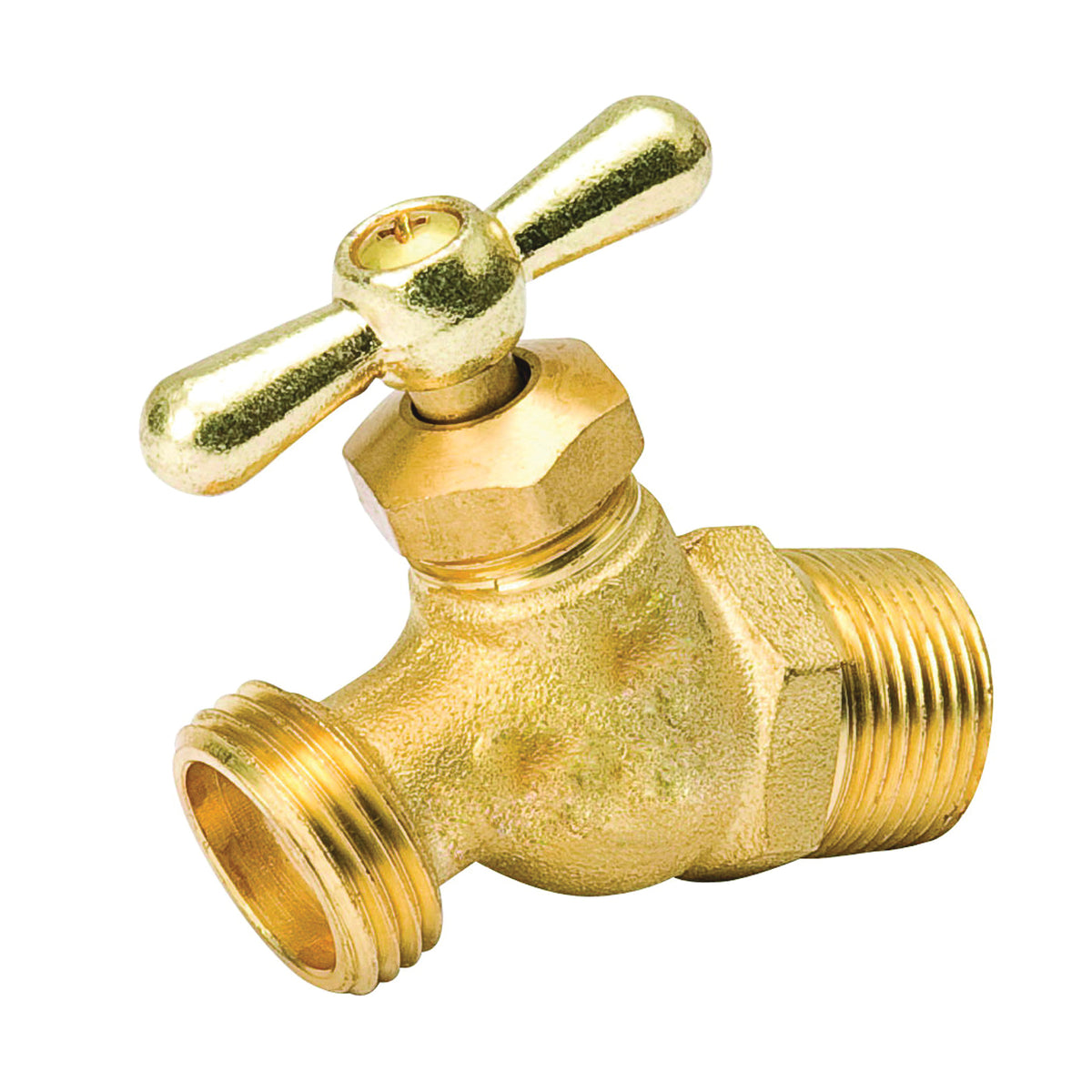 B &amp; K 102-304 Hose Bibb, 3/4 x 3/4 in Connection, MPT x Male Hose, 125 psi Pressure, Brass Body, Antique