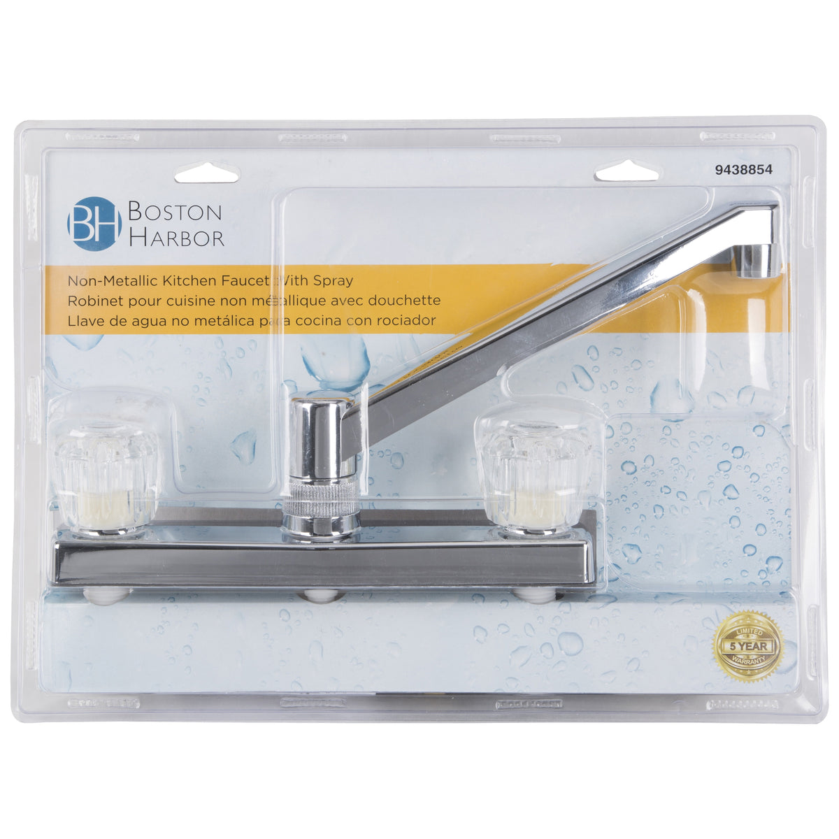 Boston Harbor PF8211A Kitchen Faucet, 1.8 gpm, 2-Faucet Handle, ABS, Chrome Plated, Knob Handle