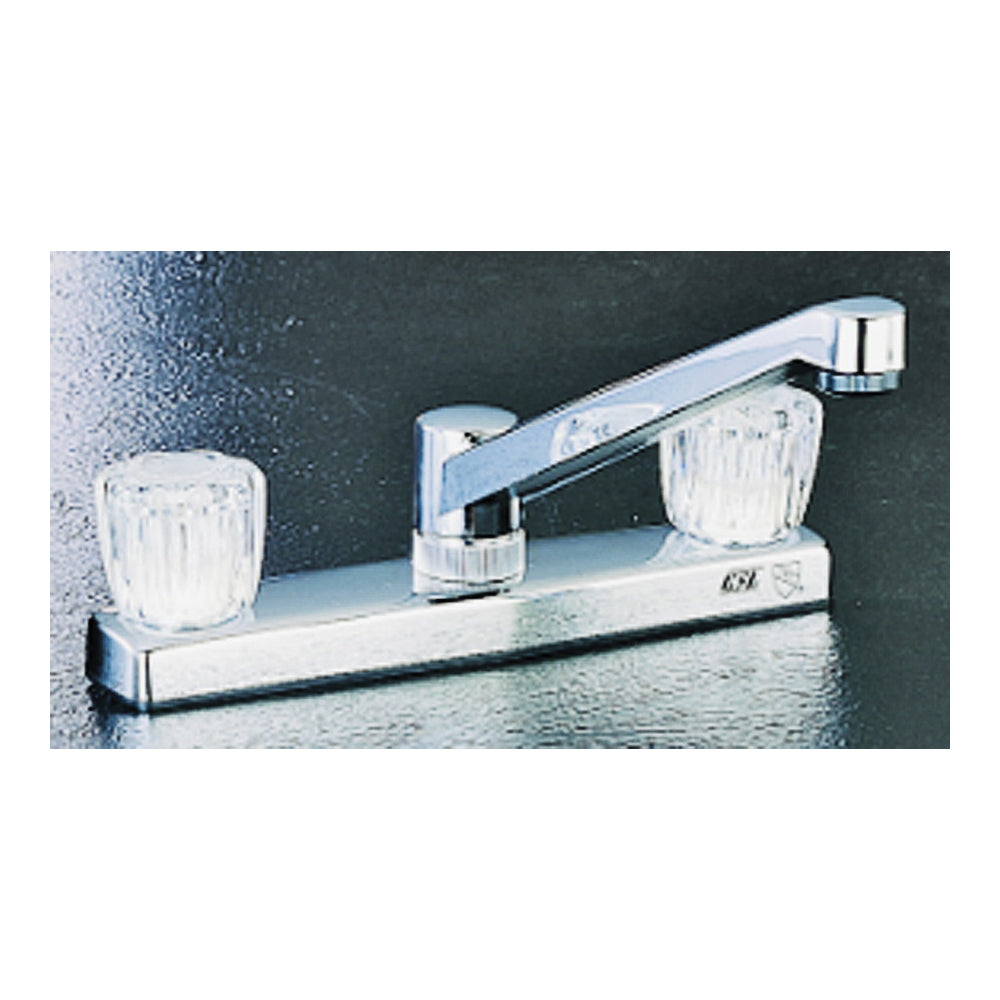 Boston Harbor PF8201A Kitchen Faucet, 1.8 gpm, 2-Faucet Hole, Plastic, Chrome Plated, Deck Mounting, Round Handle