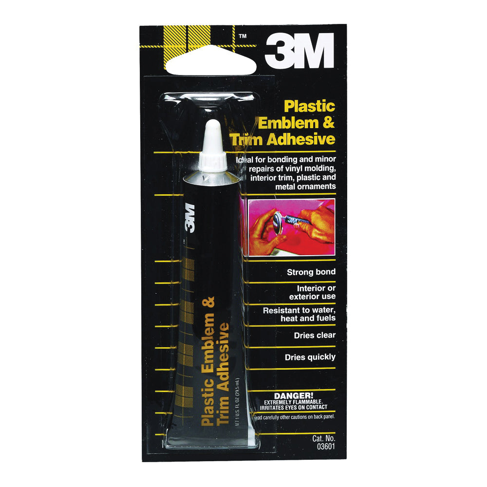 3M 03601 Emblem and Trim Adhesive, Liquid, Ketone, Clear, 1 oz Tube