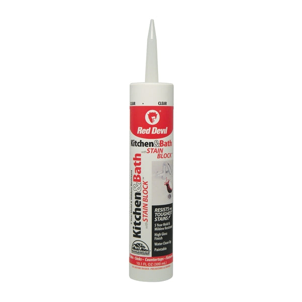 Red Devil Stain Block 0757 Sealant, Clear, -20 to 180 deg F, 10.1 oz Cartridge