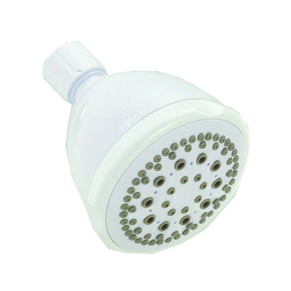 Peerless 76574WH Shower Head, 2 gpm, 1/2 in Connection, IPS, ABS, 3-11/16 in Dia