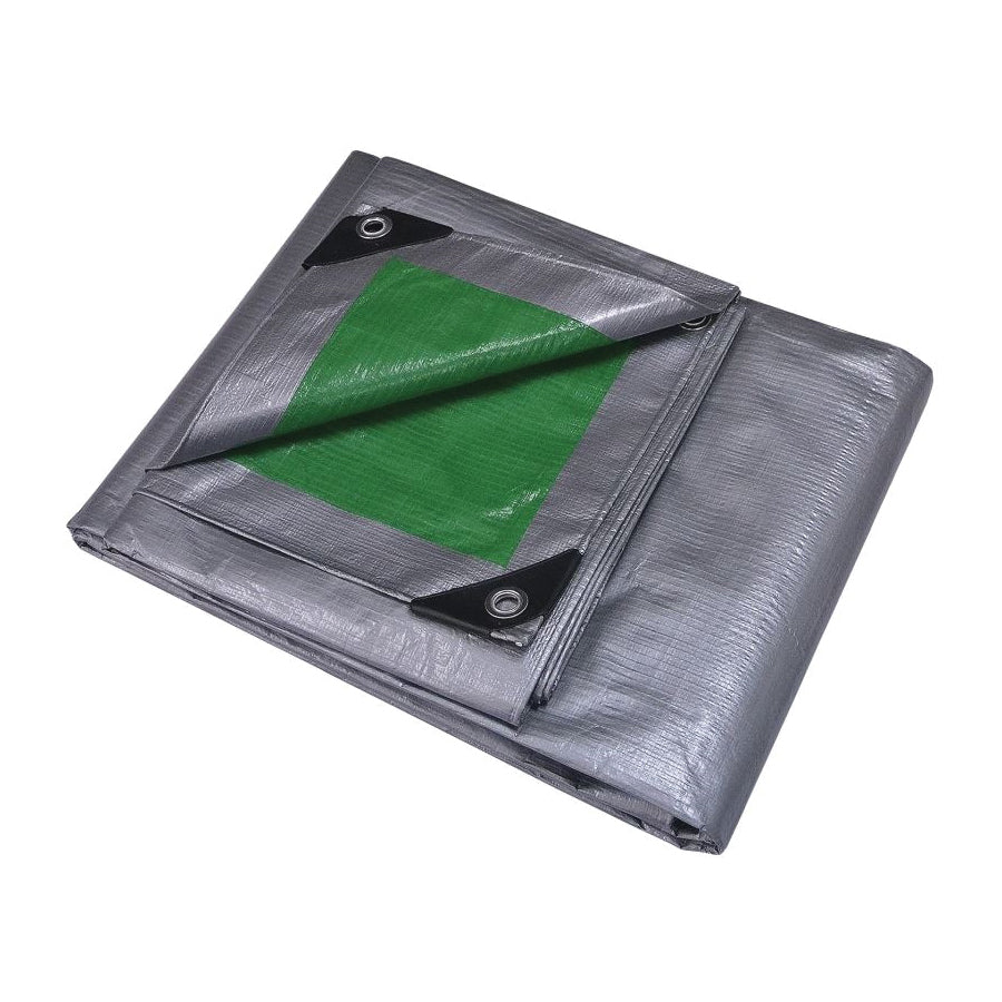 ProSource T1620GS140 Tarpaulin, 20 ft L, 16 ft W, 8 mil Thick, Polyethylene, Green/Silver