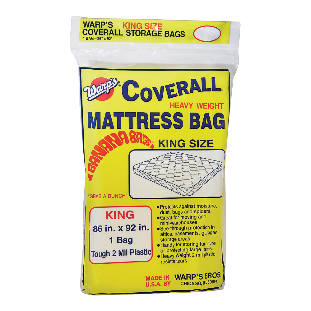 Wrap's Banana Bags CB-86 Storage Bag, King, Plastic, Yellow, 86 in L, 92 in W, 2 mil Thick