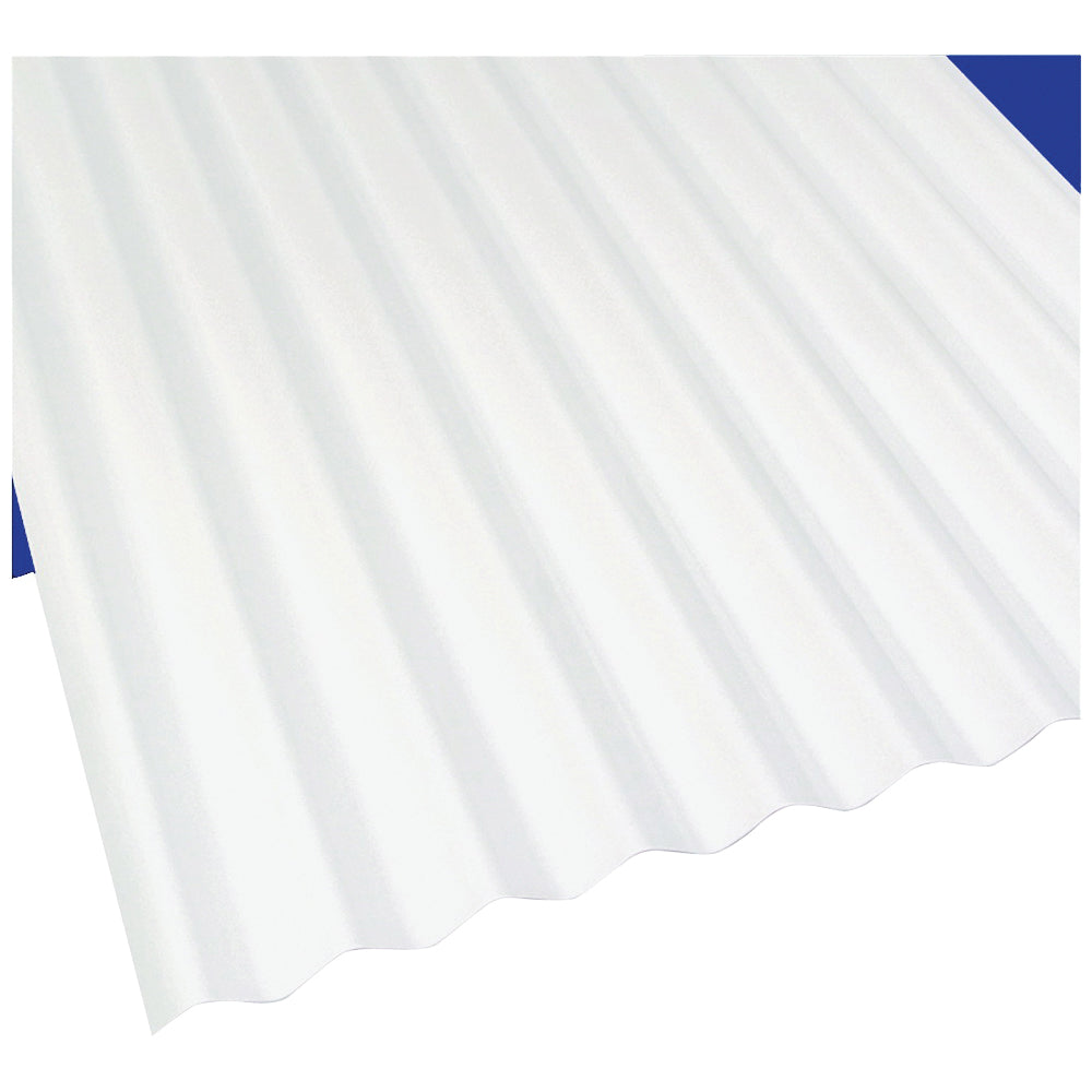 Sun N Rain 103694 Corrugated Roofing Panel, 12 ft L, 26 in W, PVC, White